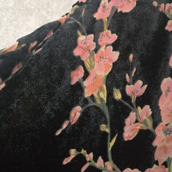 Floral Velvet Burnout Kimono Duster Sheer Boho Fairy Whimsigoth Pink Open Front - Picture 4 of 7